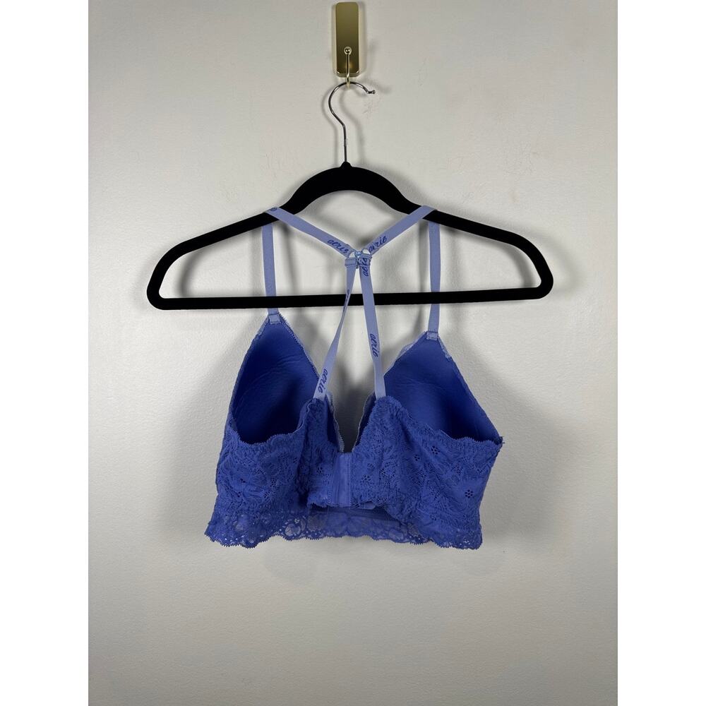 Aerie Real Good Lace Bralette - Longline V-Neck - Blue - 36D - Picture 4 of 7